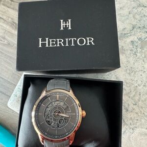 Brand New Heritor Automatic Davies Semi-skeleton leather-band watch.